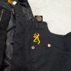 Browning Black Canvas Duck Bibs Lined Insulated Cozy Classic Overalls Men Medium